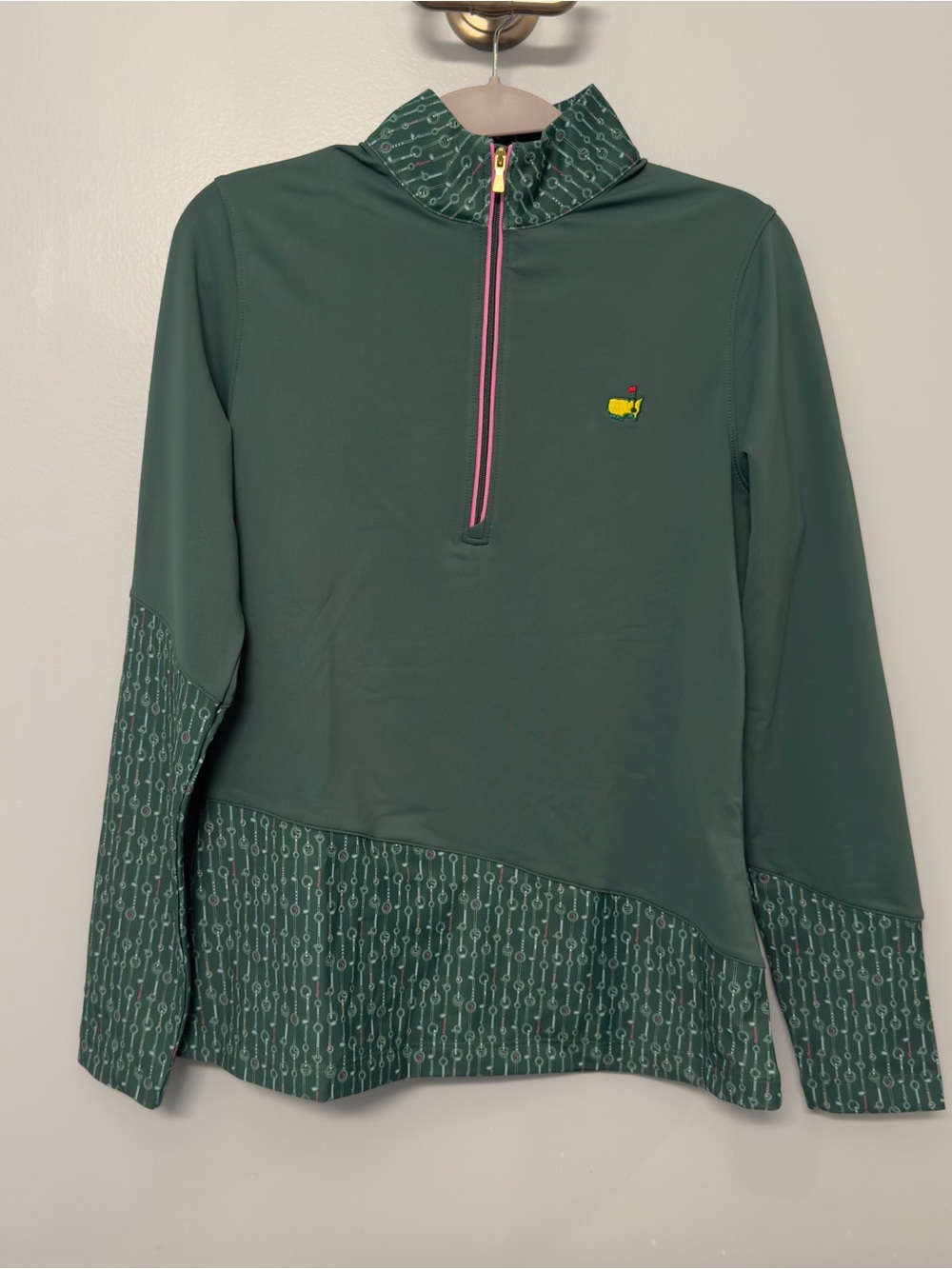 Green Masters Embroidered Logo Half-Zip Pullover
